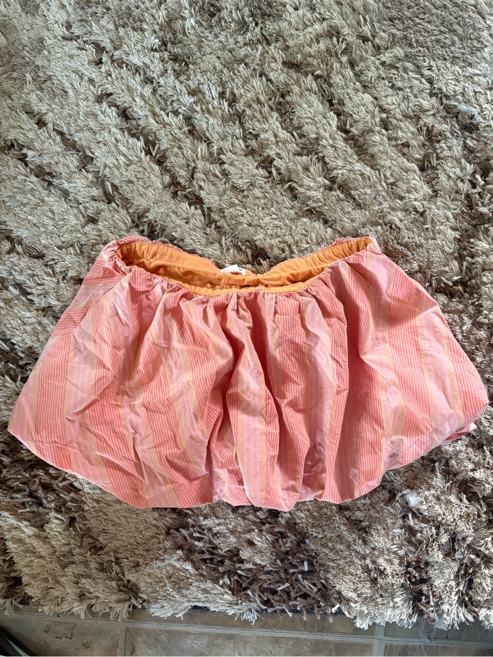 Pink Striped bubble Skirt with shorts